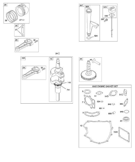 C - Albero a camme, albero motore, set guarnizioni motore, lubrificazione, pistoni, anelli, biella B&S - 40 €¦ 407577-0111-E1 brand Stihl